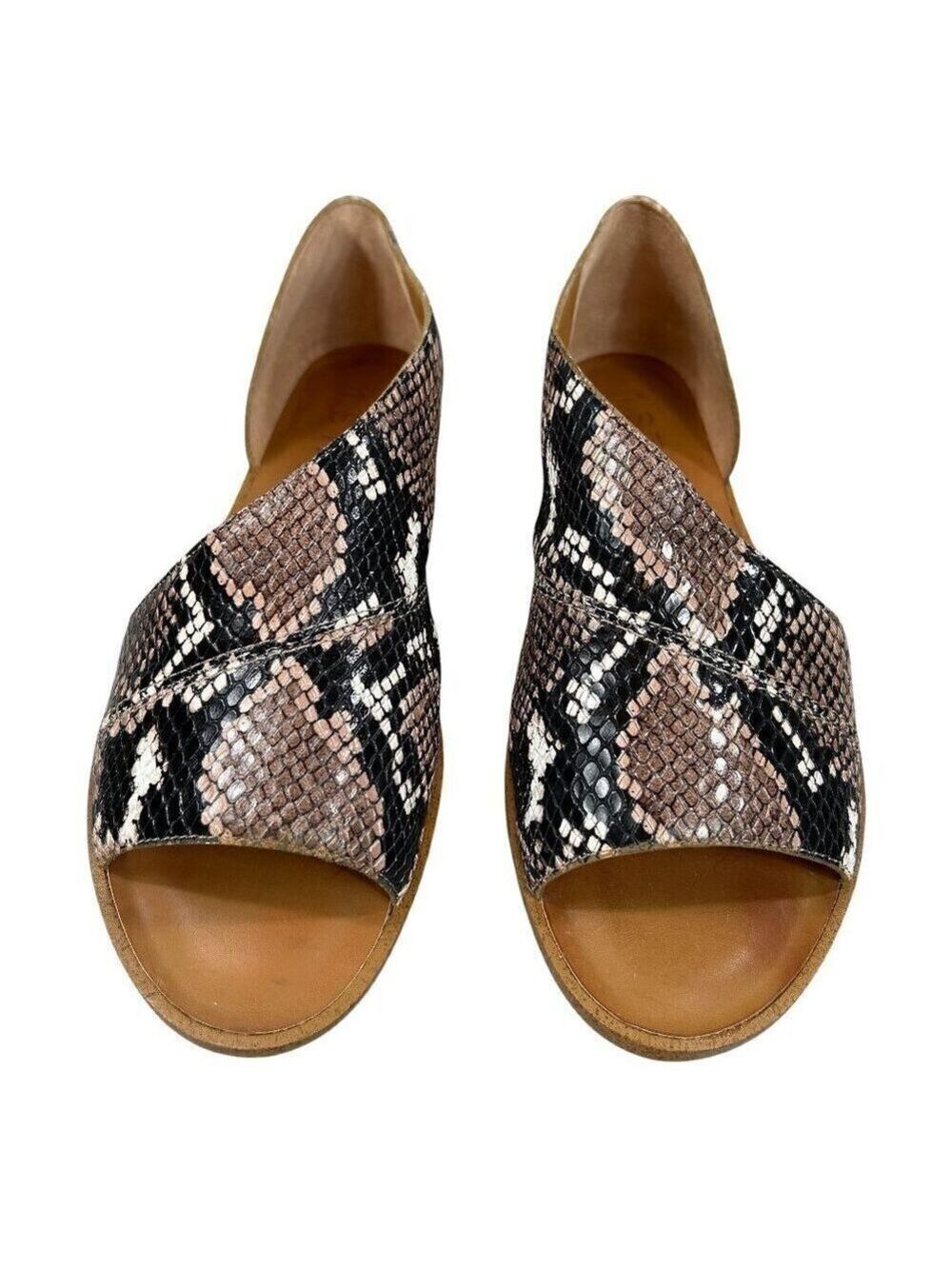 1. State "Celven" Snakeskin Print Leather Open Toe Slide Sandals Size 6.5